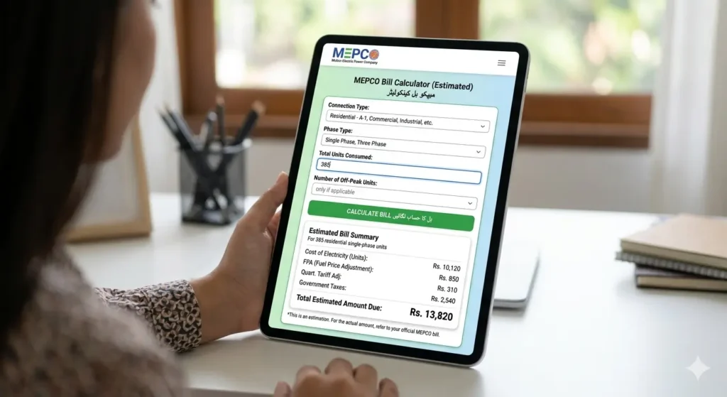 1 MEPCO Bill Calculator
